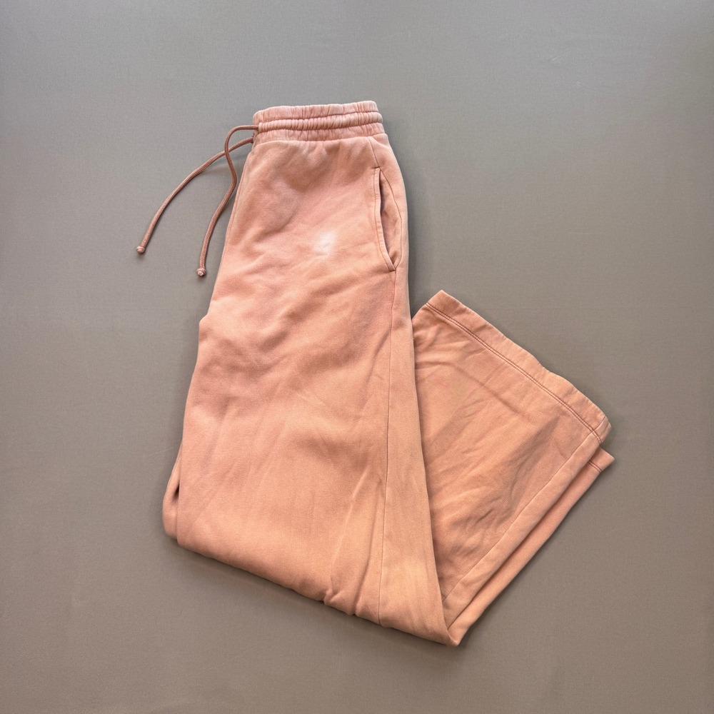 Zara Women Peach Pink Wide Leg Sweatpants High Rise Drawstring Size M
